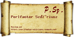 Perlfaster Szíriusz névjegykártya